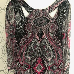 Cleo Beautiful Paisley Pattern with Cut Outs, Lining and Sheer Overlay